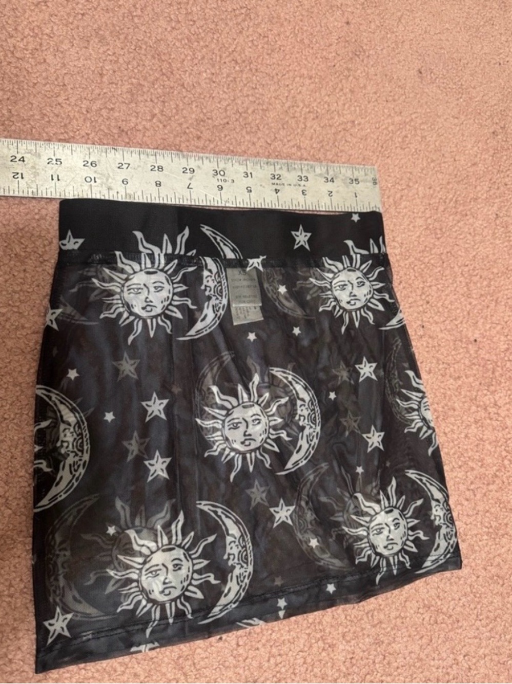 New S black sheer moon star space cosmic iHR mini skirt festival rave boho